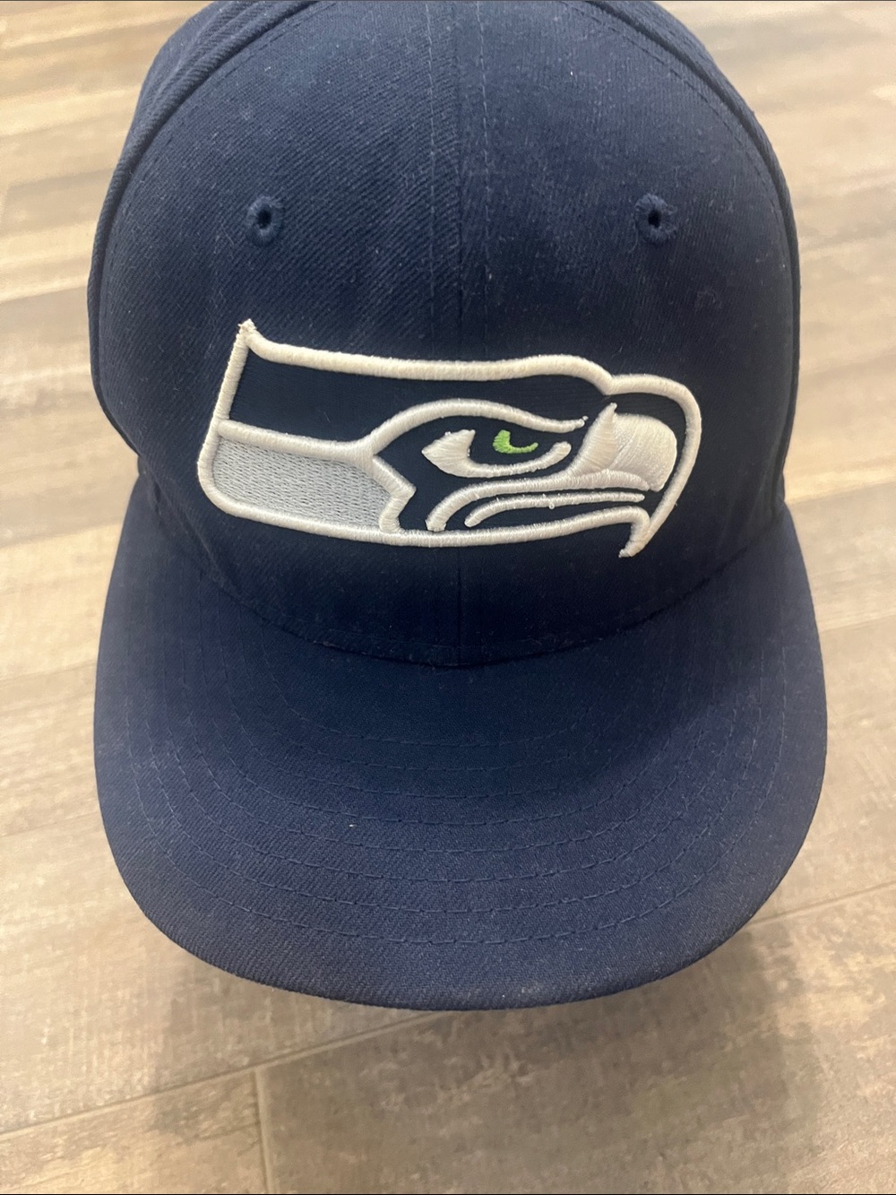 NFL Seattle Seahawks Navy Blue Snapback Hat with White & Lime Logo